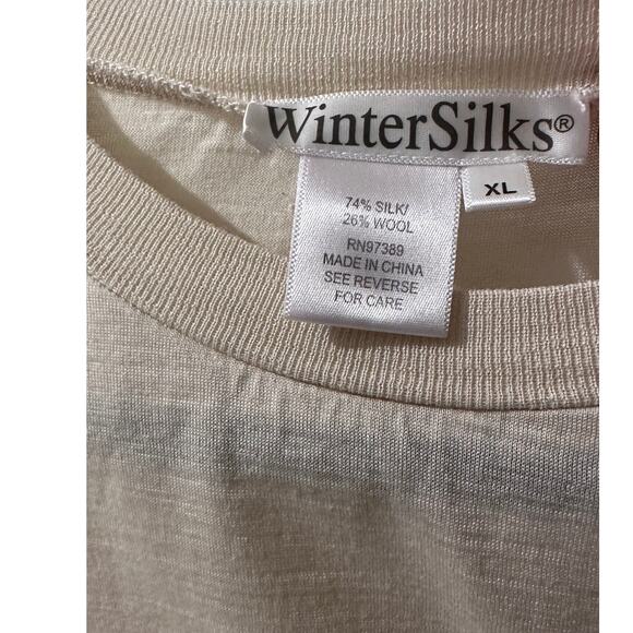 WinterSilks Women's Silk Wool Blend Base Layering Top Off White, size XL - Picture 2 of 5